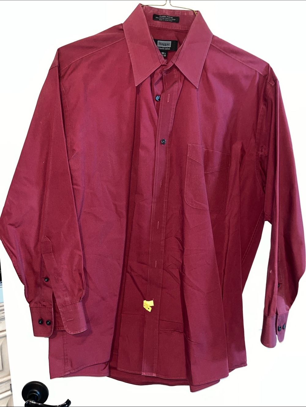 Haggar Men’s Long-Sleeve Dress Shirt in Burgundy Red
